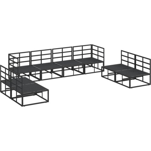 VidaXL Vrtna sedežna garnitura 8 pcs Črna 283 x 71.5 x 71 cm Aluminij Slike