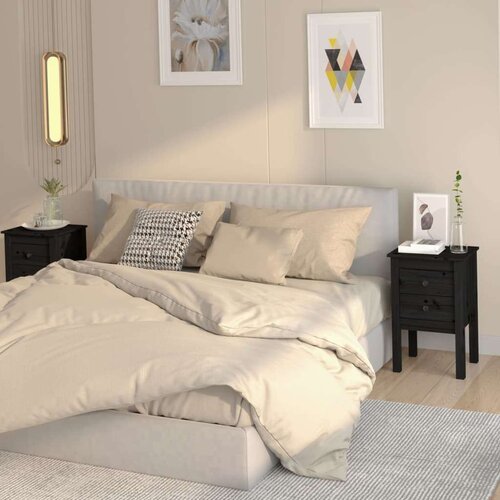  Noćni ormarići 2 kom Crno 40x35x61 5 cm od masivne borovine Slike