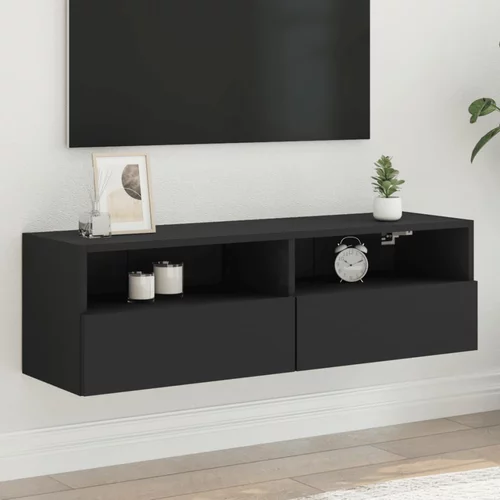 vidaXL Stenska TV omarica črna 100x30x30 cm inženirski les
