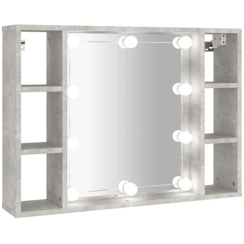  Kupaonski ormarić s ogledalom LED boja betona 76 x 15 x 55 cm Slike