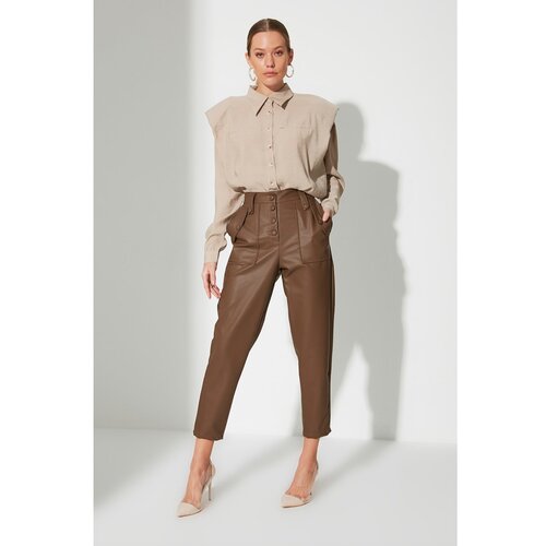 Trendyol Limited Edition Brown Front Buttoned Trousers Cene