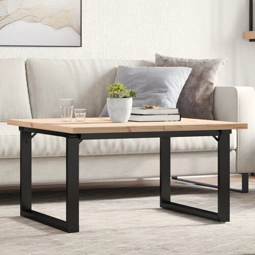 vidaXL Klubska mizica O okvir 90x90x45,5 cm trdna borovina lito železo Cene