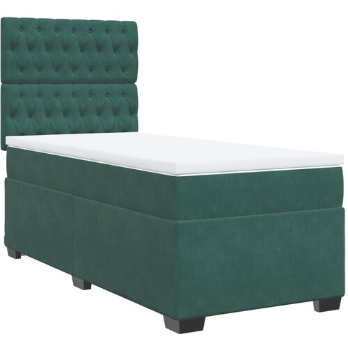 vidaXL Box spring postelja z vzmetnico temno zelena 100x200 cm žamet, (21308829) Cene