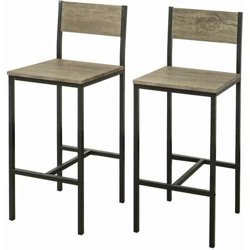 SoBuy komplet dveh barskih stolčkov z vzorcem lesa hackberry v industrijskem slogu, (20814699)