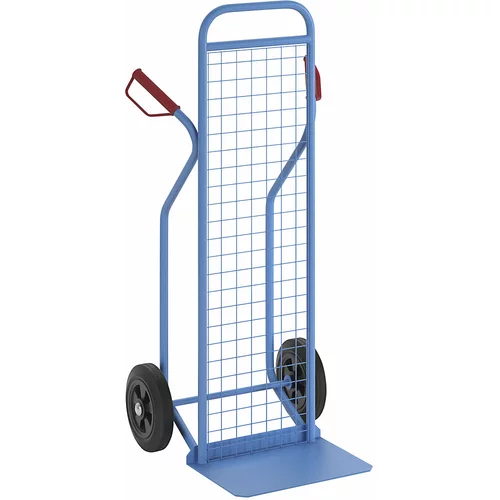 eurokraft pro Ročni voziček z zadnjo steno iz žičnate mreže, model: jeklen voziček za zlaganje, s kolesi iz polne gume