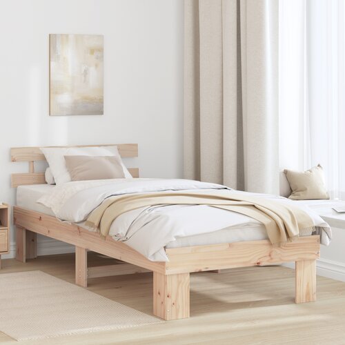 vidaXL Krevetni Okvir s Uzglavljem 100x200 cm Čvrsto Drvo Borovina Cene