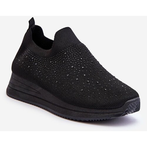 Kesi Women's slip-on sneakers with rhinestones black Gianni Slike