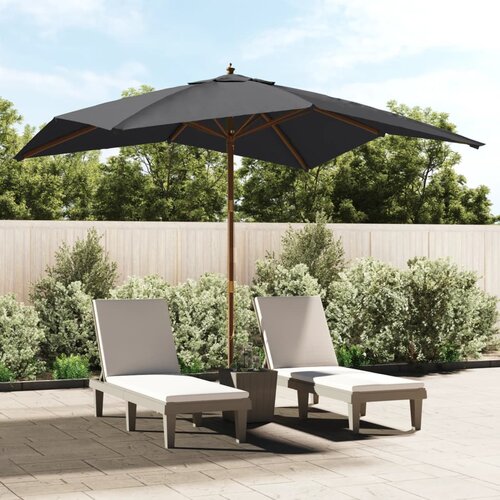 VidaXL Vrtni suncobran s drvenim stupom crni 300x300x273 cm Slike