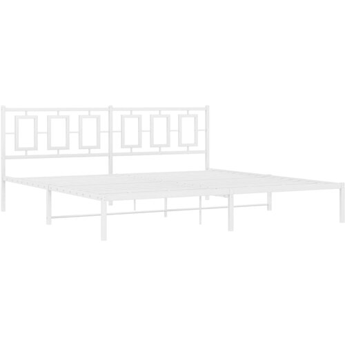 VidaXL Metalni okvir za krevet s uzglavljem bijeli 200x200 cm Slike