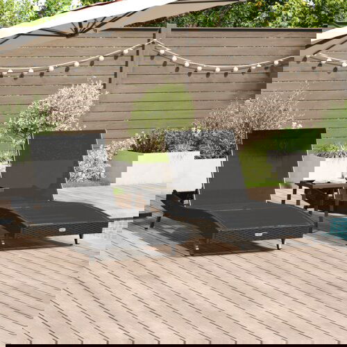 VidaXL Ležaljke 3 pcs Crna 40 x 40 x 40.5 cm Poli ratan Slike