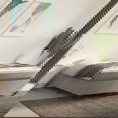 VidaXL Krevet s oprugama i madracem svjetlosivi 140x190 cm bar&amp;scaron;unasti Slike