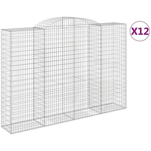  Lučne gabionske ko&amp;scaron;are 12kom 300x50x200/220cm pocinčano željezo Slike