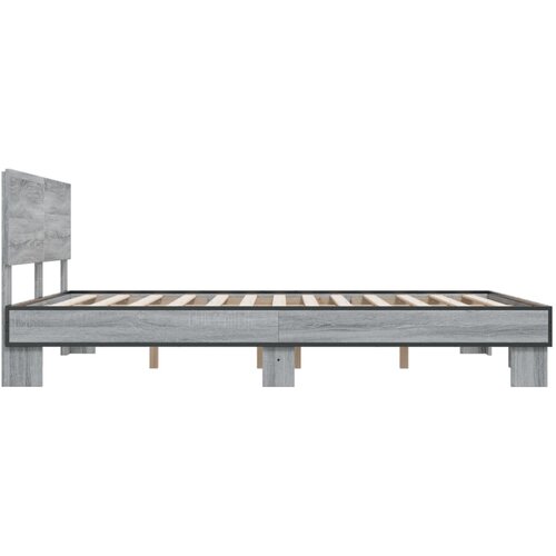  Okvir za krevet boja hrasta 150x200cm konstruirano drvo i metal Siva 150 x 200 cm Slike