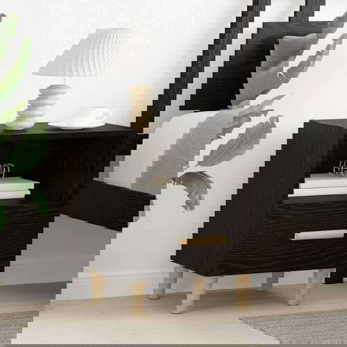 vidaXL Nočna omarica s predalom 2 pcs Črni hrast 40 x 35 x 47.5 cm Cene