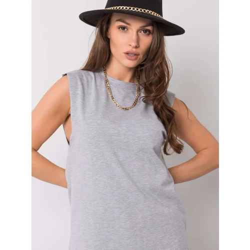 Fashion Hunters RUE PARIS Cotton top in grey melange