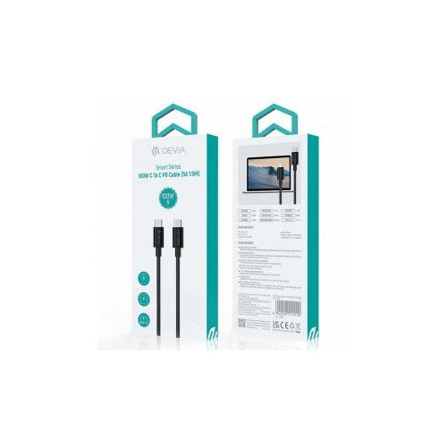 DEVIA Kabl Smart Series Type-c na Type-c PD 1/5M 100w/ crna Slike