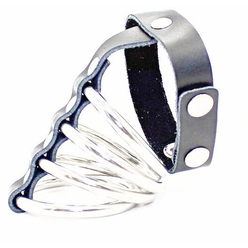 Ohmama Fetish Snap Fastener Leather Strap Metal Cock Ring Slike