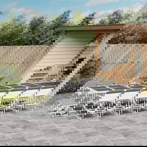  The Living Store Vrtna jedilna garnitura 17-delna z blazinami bel tekstilen - Vrtna Jedilna Garnitura, (21481071) Cene