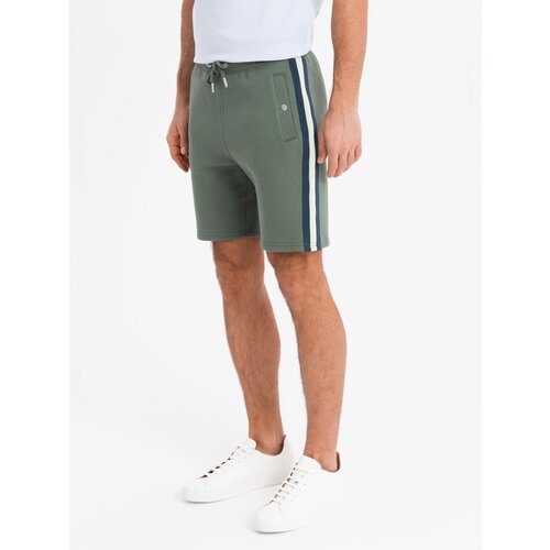 Ombre Unisex sweat shorts with drawstring waistband - brown Cene