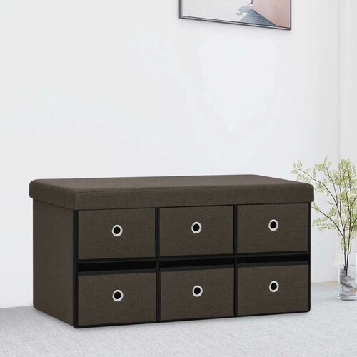  Sklopiva klupa za pohranu tamnosmeđa 76x38x38 cm umjetno platno Slike