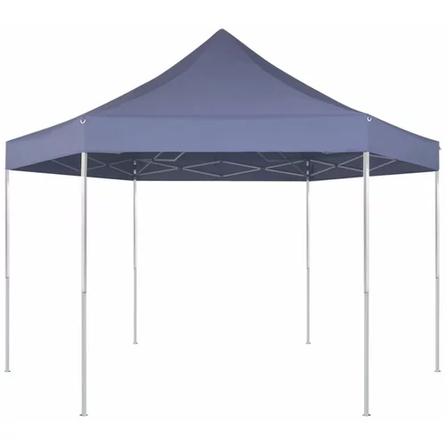 vidaXL Zložljiv šotor šestkoten temno moder 3,6x3,1 m