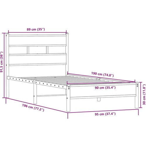 vidaXL Posteljni okvir brez vzmetnice hrast 90x190 cm inženirski les Cene