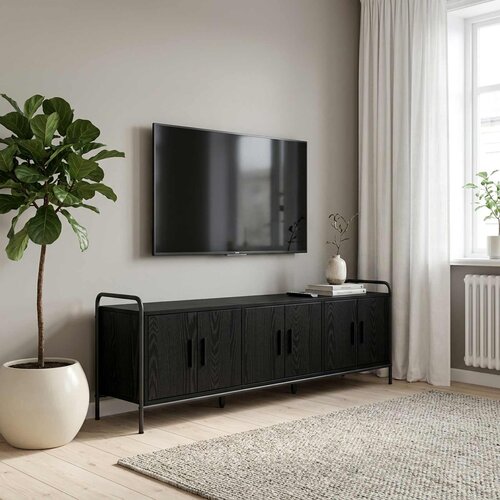  TV ormar 146 x 33 x 50 cm Crni hrast Konstruirano drvo Slike