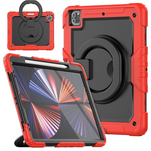 NIKCORP Ovitek za iPad Pro 11 s 360-stopinjskim stojalom, držalom za pisalo in ročajem, trislojna zaščita pred udarci, rdeč, (5000139093) Cene
