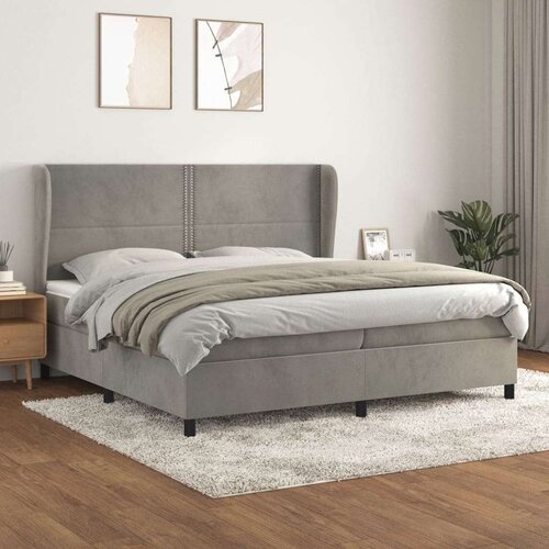  Box spring postelja z vzmetnico svetlo siva 200x200 cm žamet, (20727122) Cene