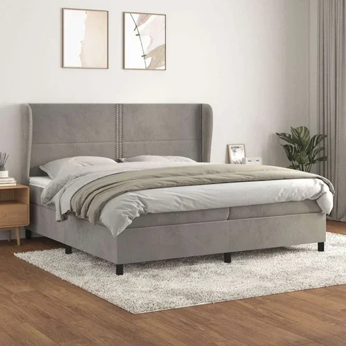  Box spring postelja z vzmetnico svetlo siva 200x200 cm žamet, (20727122)