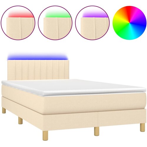  box spring s madracem LED krem 120 x 200 cm od tkanine Slike
