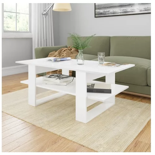  Klubska mizica visok sijaj bela 110x55x42 cm iverna plošča