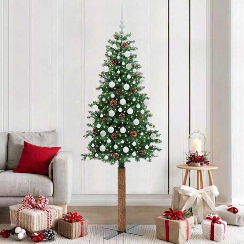vidaXL Ožja jelka med 300 LED Zelena 210 cm PVC in trden bor Cene