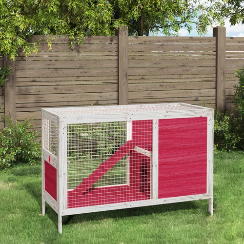  Kavez za zečeve crveni 103 x 44 x 69,5 cm od masivne borovine