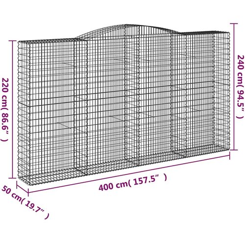  Lučne gabionske ko&amp;scaron;are 5 kom 400x50x220/240cm pocinčano željezo Slike