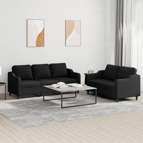 vidaXL 2-dijelni set sofa s jastucima crni od tkanine Cijene