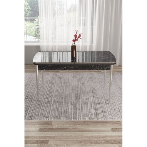 Hanah home trpezarijski sto na razvlačenje Edaf, 132 × 80 cm (razvučen 170 cm), ploča u dekoru crnog mermera, hromirane noge Cene