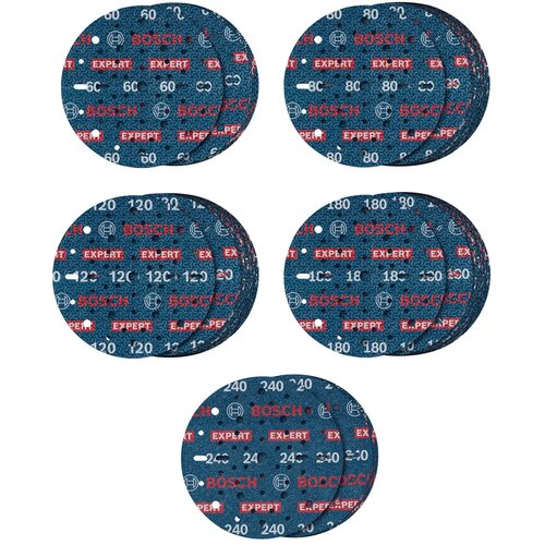Bosch Set brusnih diskova Expert O780 Foil, 150 mm, Granulacije 60/80/120/180/240 061599766U, 55 komada Slike