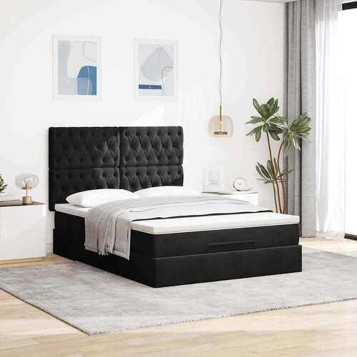  Otomanski krevet s madracima crni 140x190cm bar&amp;scaron;unasti Slike