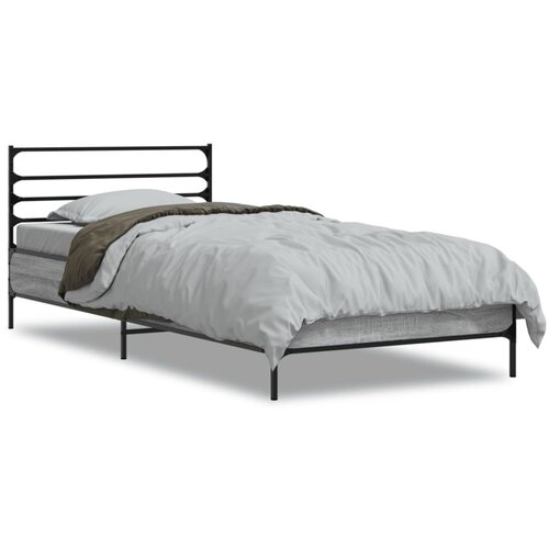Maison Chic Posteljni okvir - Enojna postelja - Postelja za odrasle siva sonoma 75x190 cm inženirski les in kovina-J15282, (21764471) Slike