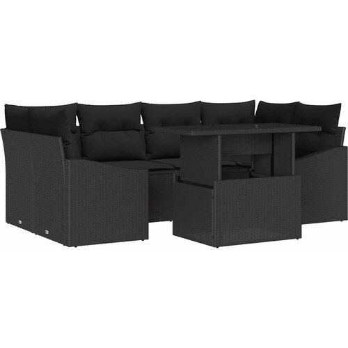  Sjedeća garnitura za vrt 7 kom. Crna poliratan 100 x 55 x 73 cm Slike