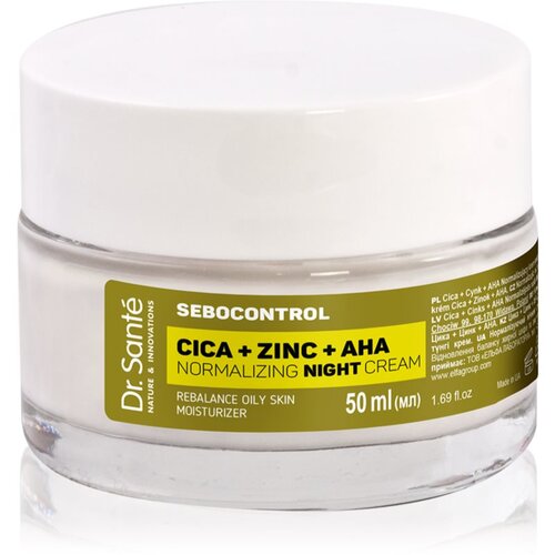 Dr. Santé Sebocontrol Cica + Zinc + AHA krema za normalizacijo kože, ki regulira dejavnost žlez lojnic 50 ml Cene