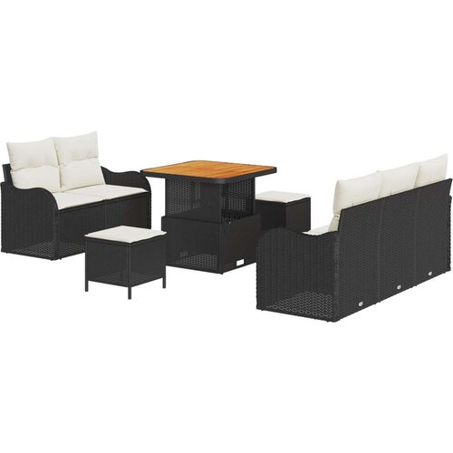 8 8-delni vrtni sofa set z blazinami črn poli ratan akacija Cene