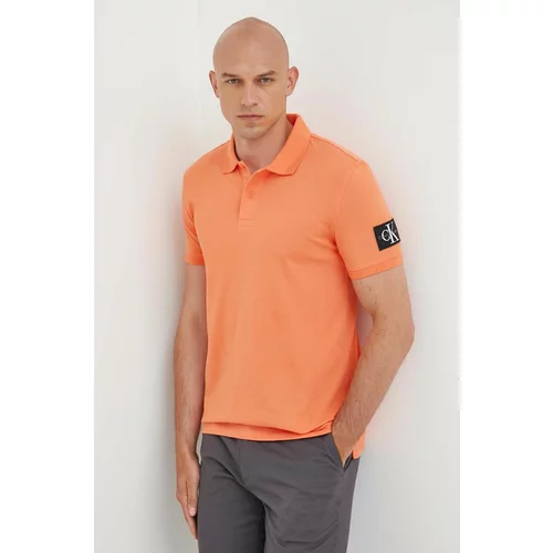 Calvin Klein Jeans Pamučna polo majica boja: narančasta, glatki model
