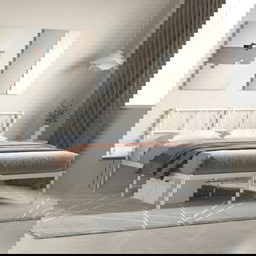 VidaXL Metalni okvir za krevet s uzglavljem bijeli 120 x 190 cm Slike