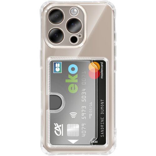 AVIZAR Ovitek za iPhone 16 Pro &ndash; vgrajen žep za kartice in ojačani vogali, Prozorna, (5000274840) Cene