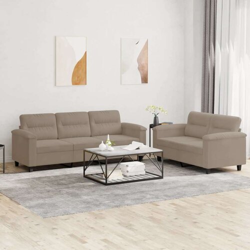  2-dijelni set sofa s jastucima smeđesivi od mikrovlakana Cijene