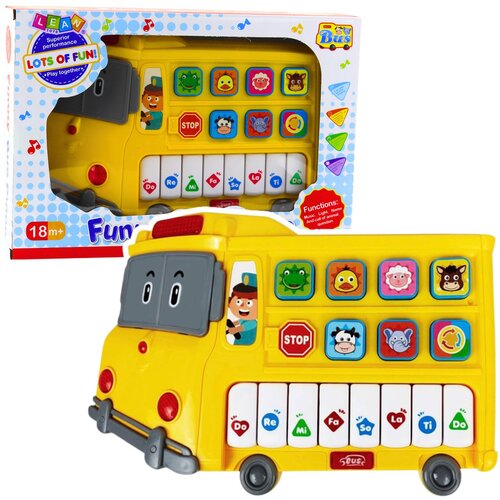 Interaktivni edukativni piano DOREMI u obliku autobusa - žuti Slike