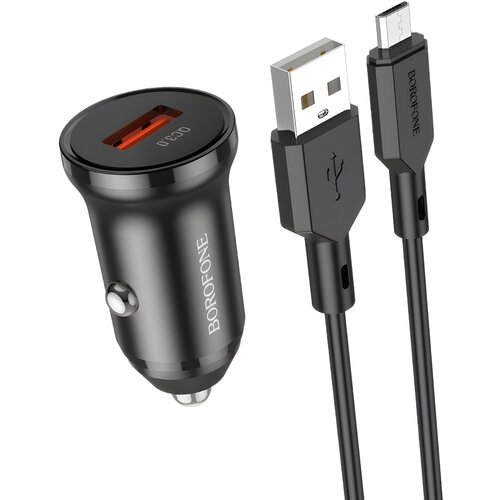 Borofone punjač za auto s USB - MicroUSB kabelom - Crna Cijene