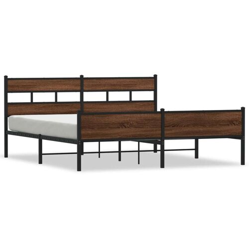 VidaXL metalni okvir kreveta bez madraca smeđa boja hrasta 180x200 cm Slike